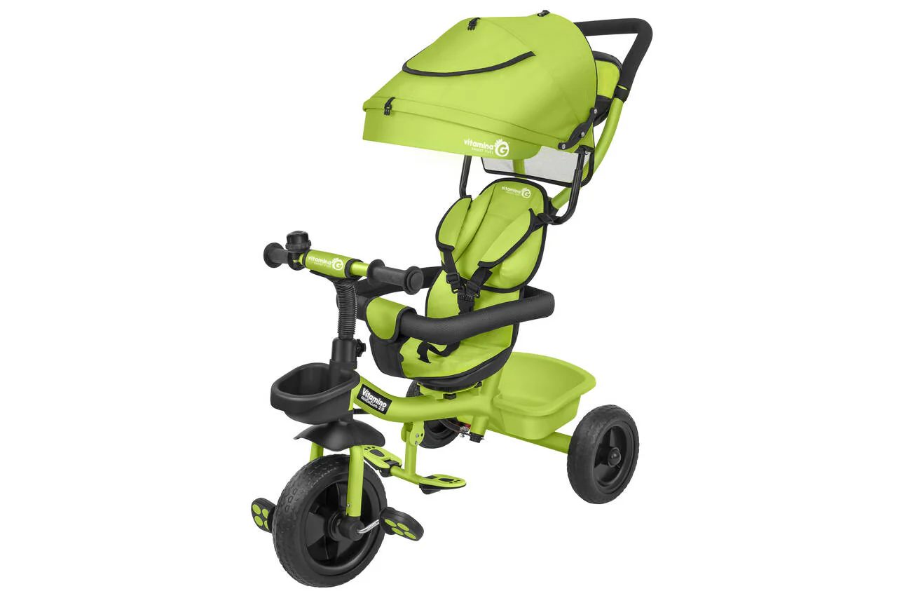 Triciclo Metallo Vitamino Evo 2.0con Pedali e Parasole Verde