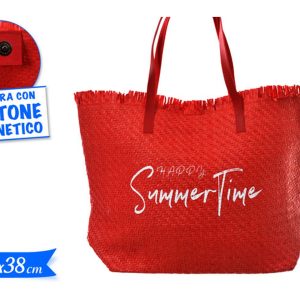 Borsa Mare In Paglia Rossa- Summer Time