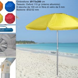 Ombrellone Da Spiaggia Alluminio Colori Assortiti