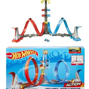 Hot Wheels Pista e Lanciatore Loop & Launch 80 cm