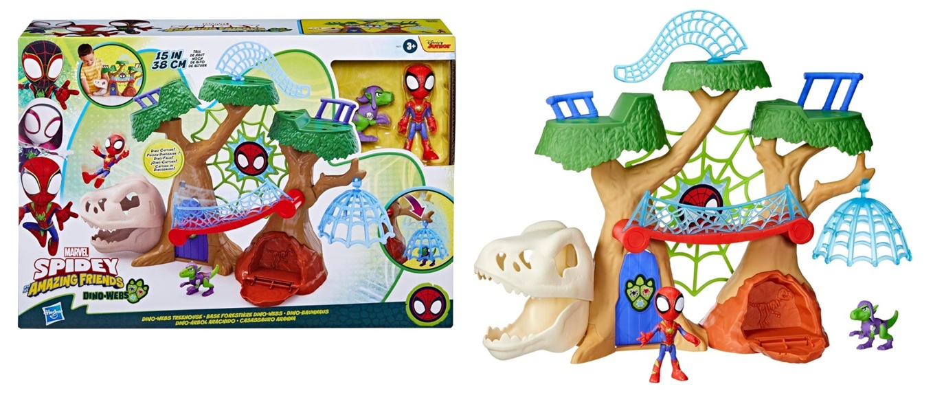 Spidey Casa Sull’Allbero Con Dinosauro